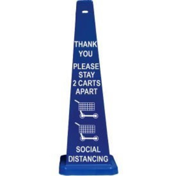 Cortina Safety Products Cortina Lamba 03-600-75B Cone, Blue, 36", "Thank You Please Stay 2 Carts Apart Social Distancing" 03-600-75B